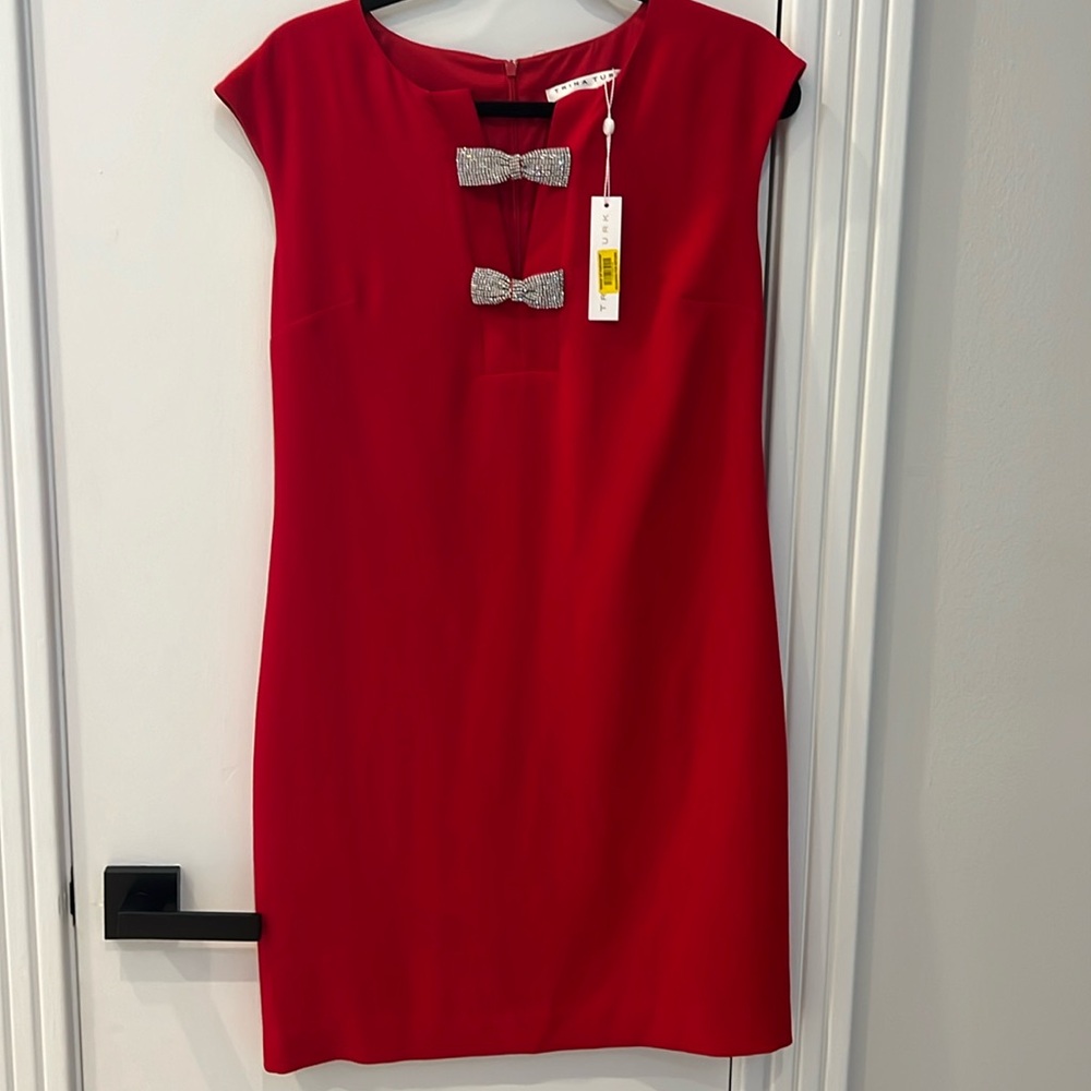 Trina Turk rhinestone bow dress NWT